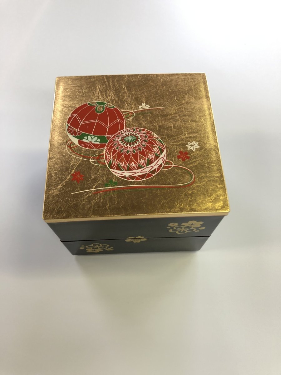 画像1: 金銀箔工芸 手毬 二段小物入れ (1)